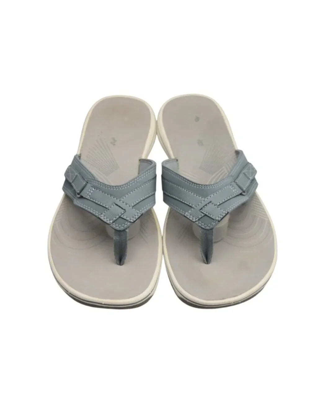 Clarks Cloudsteppers Breeze Sea Womens Size 10 Blue Grey Sandals Flip Flops